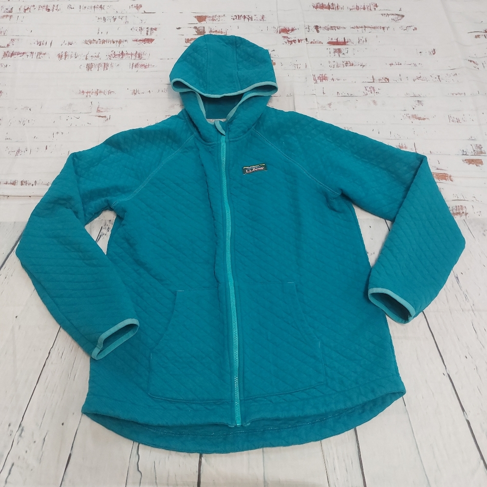 L.L. Bean quilted full zip hooded sweatshirt